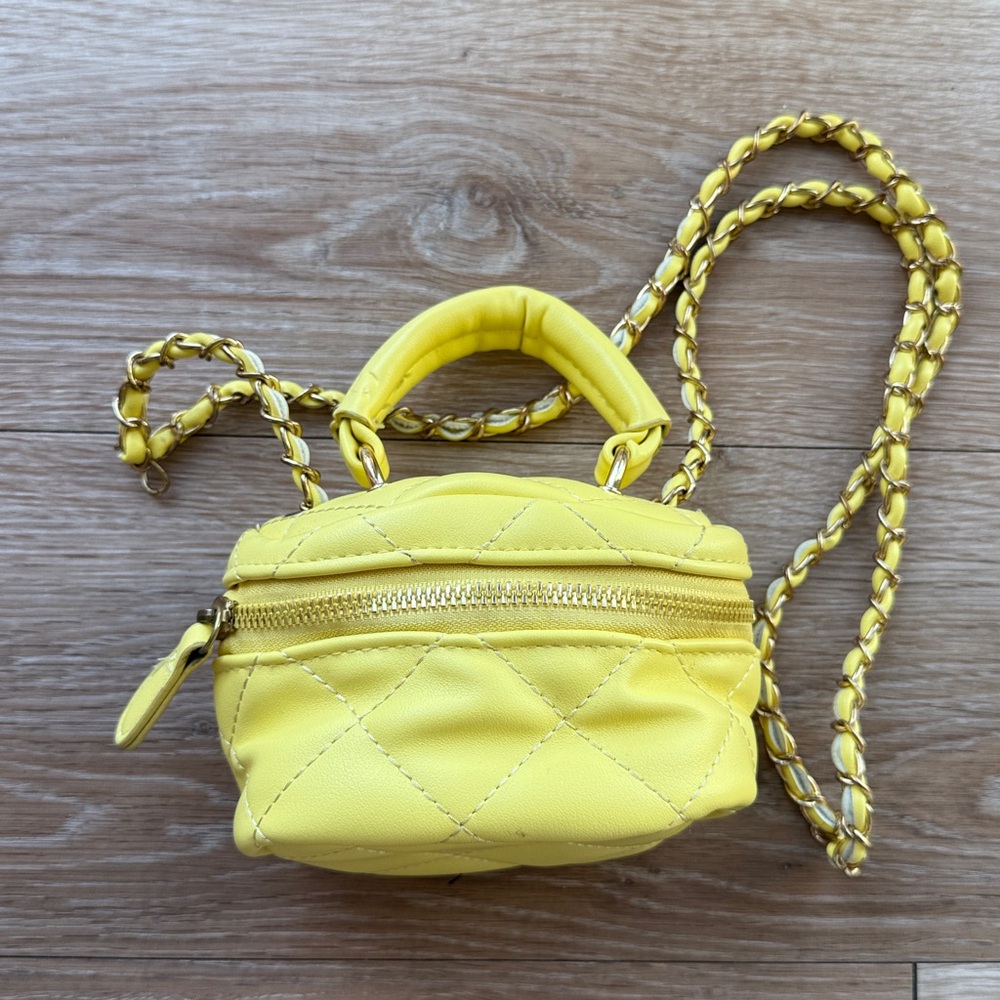 Yellow Quilted Mini Crossbody Bag